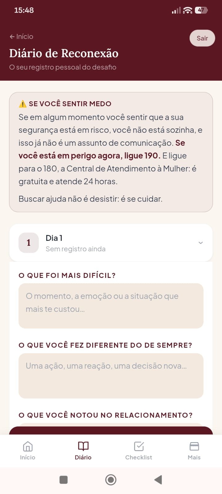 Diário de Reconexão dentro do app